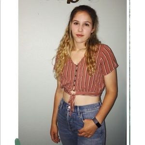 Forever 21 cropped orange blouse